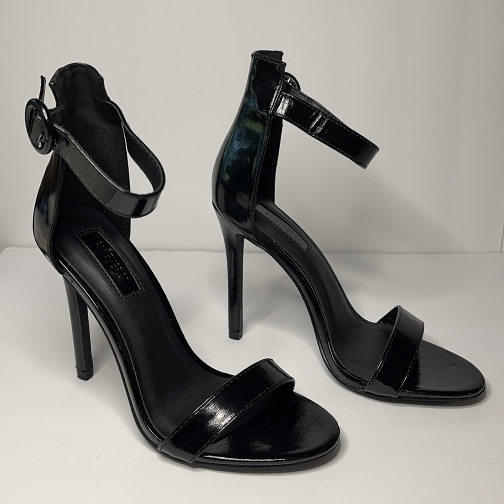 Patent Leather Ankle Strap Sandals